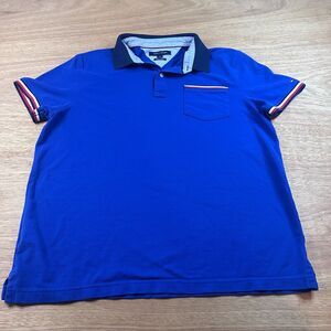 Tommy Hilfiger Custom Fit Polo Shirt Men’s Large Blue Pocket Stretch Golf
